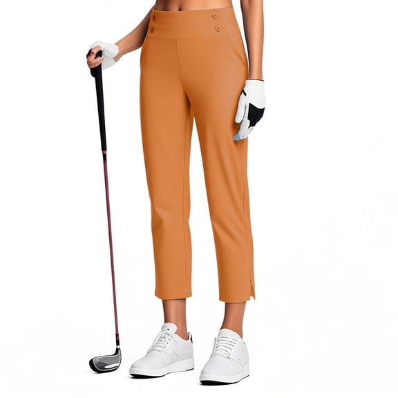 Delliss Women's Summer Stretch High Waist Pant Side Slit Yoga Straight Work Pant