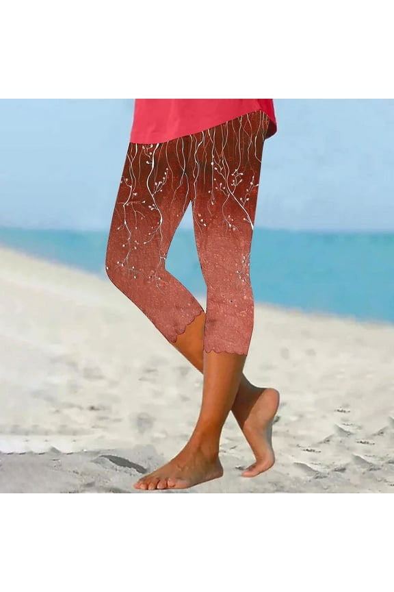 Women's Summer Yoga Colorful Capri Leggings High Waist Seamless Stretchy Comfy Pants