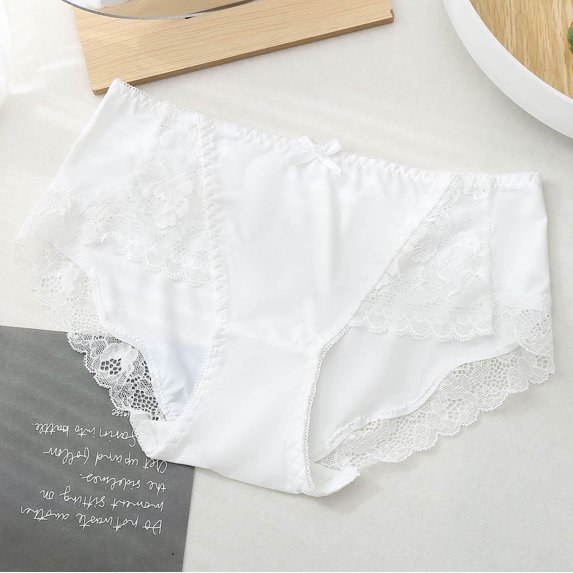 Delliss Women's Thin Lace Cool Briefs Ice Silk Seamless Comfy Underwear Stretch Breathable Soft Briefs