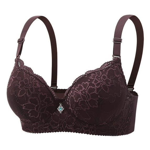 Delliss Women's Trendy Bra With Steel Rims Lace Decoration Adjustable Full Coverage Underwear For Everyday Wear