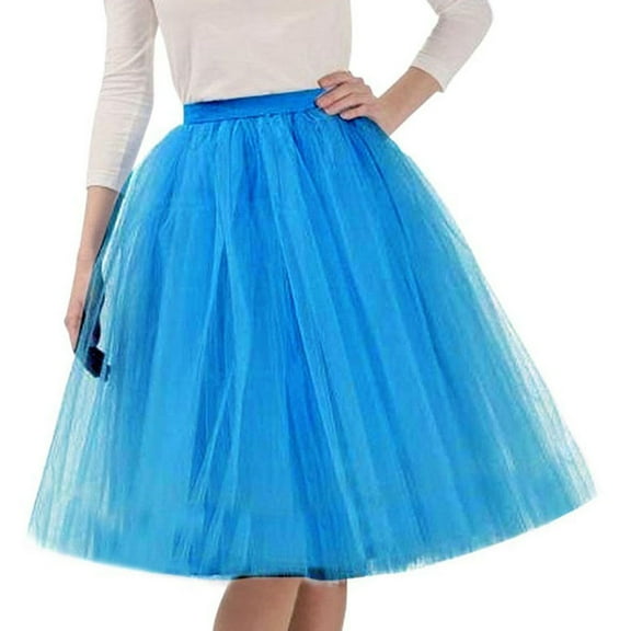 Delliss Women's Trendy Half Body Multi-layer Mesh Puff Swing Skirt Party Dress