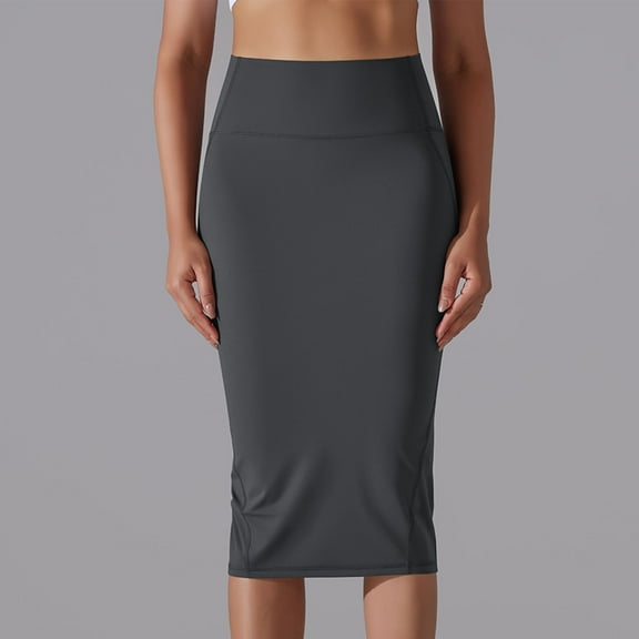 Delliss Women's Trendy Silky Elegant Slim Fit Skirt Knee Length High Waist Satin Work Bodycon Dress