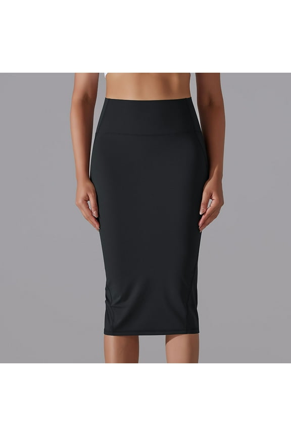 Women's Trendy Silky Elegant Slim Fit Skirt Knee Length High Waist Satin Work Bodycon Dress