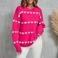thumbnail image 1 of Delliss Women's Valentine's Day Knitted Sweater Heart Print Fashion Top Fall Clothes Hot Pink XL, 1 of 9