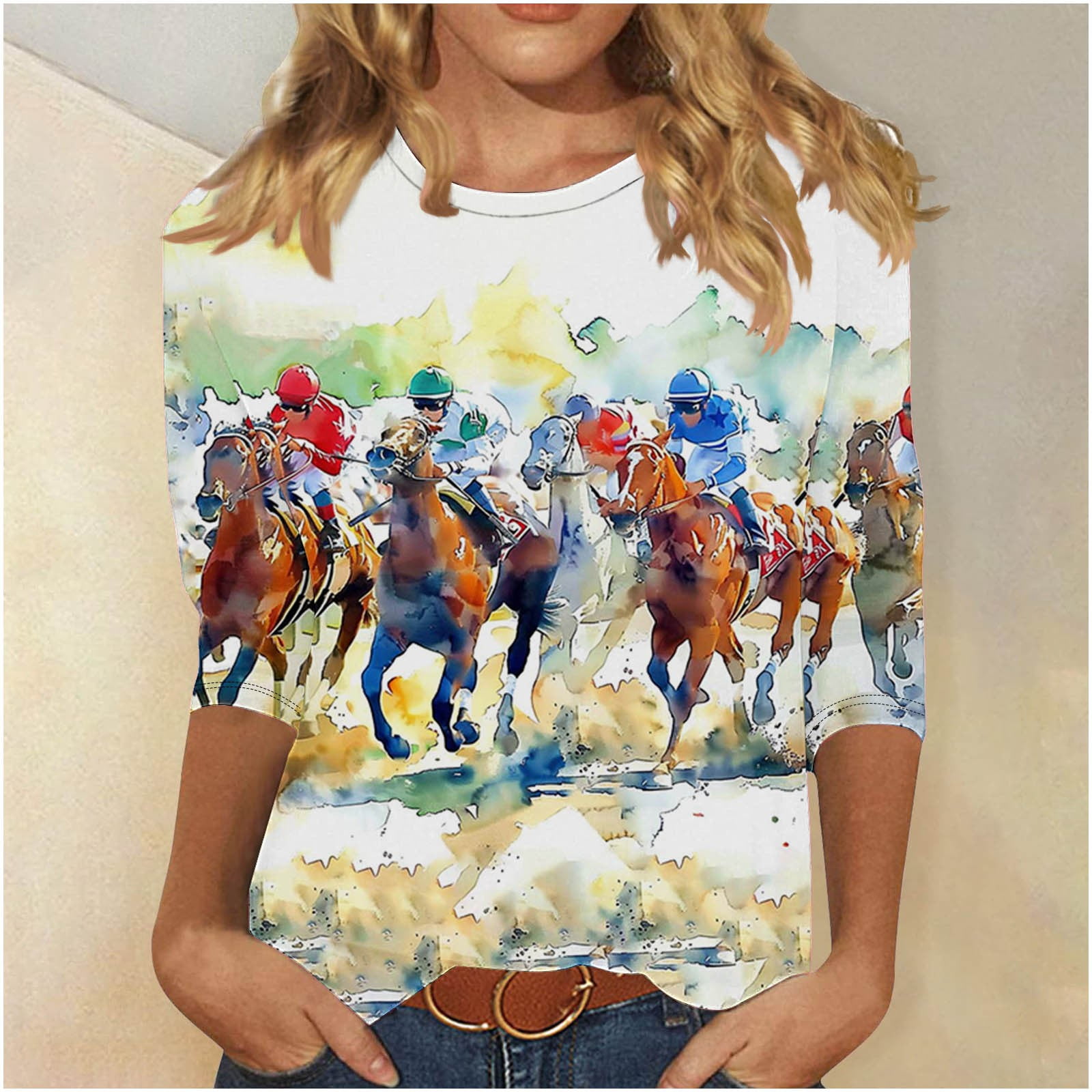 "Radiate Positivity" Rainbow Graphic Tee – Soft Cotton Blend Shirt For Women - View #3