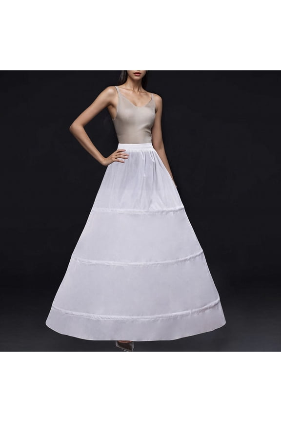 Women's White Trendy Bubble Skirt Layered Steel Ring Adjustable Support Skirt For Wedding Ceremony Multiple Styles