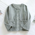 thumbnail image 1 of Delliss Women's Winter Solid Color Coat Plus Velvet Thick Button Cardigan Long Sleeve Top Gray L, 1 of 3