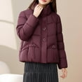 thumbnail image 1 of Delliss Women's Winter Solid Color Stylish Jacket Long Sleeve Comfy Coat Wine XXL, 1 of 6