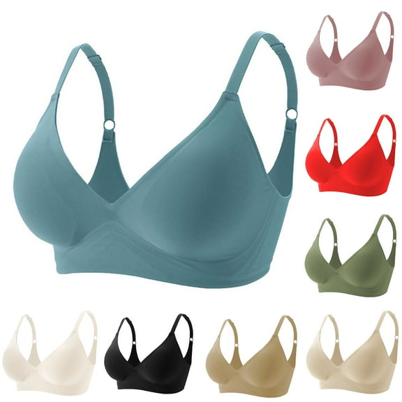 Delliss Women's Wireless Bras T-Shirts Thin Strap Bra Black M