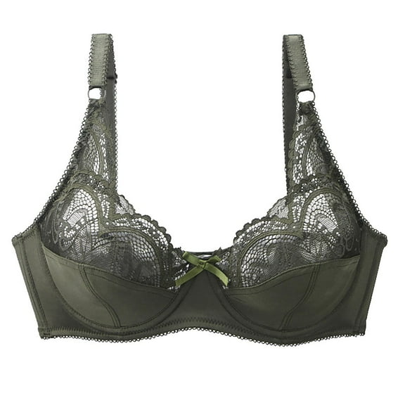 Delliss Womens Bra Lace Unlined Everyday Hollow Out Bras Soft Support Plunge Bralette