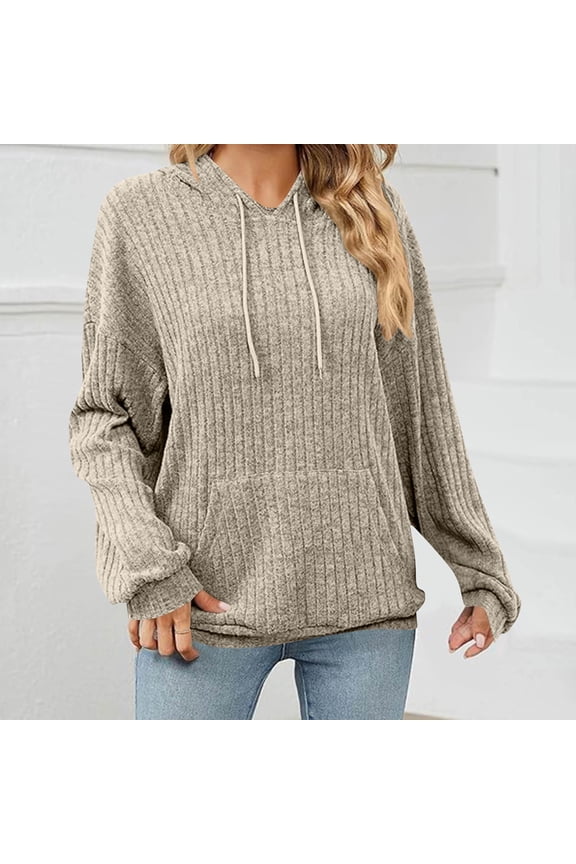 Womens Casual Lightweight Hoodies Long Sleeve Drawstring Sweatshirts Loose Pullovers with Pocket