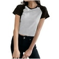 thumbnail image 1 of Delliss Womens Casual Slim Fit Short Sleeve Crop Top T Shirt Basic Tee, 1 of 2