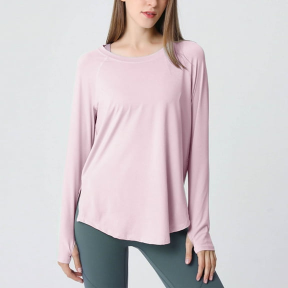 Delliss Womens Casual Sun Protection Blouse Long Sleeve Side Slit Lightweight Top Hiking Sports Outdoor Top