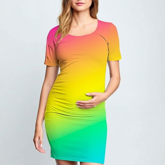 Delliss Womens Maternity Bodycon Dress with Side Pleat