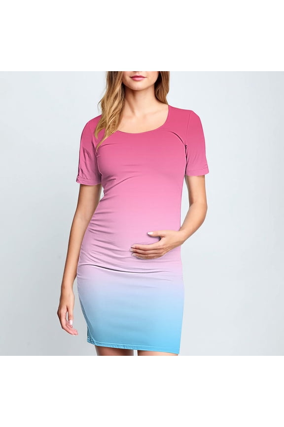 Womens Maternity Bodycon Dress with Side Pleat