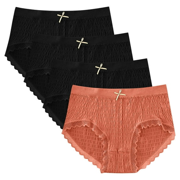 Delliss Womens' Seamless Bubble Underwear Lace Panties No Show Bikini Underwear Fashion Cute Cheeky Hipster 4PC