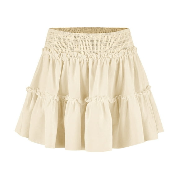 Delliss Womens Summer Tennis Fashion Pleated Layered Built-in Shorts Mini Skirt Comfy Elastic Waist Casual Workout Skirt