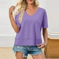 thumbnail image 1 of Delliss Womens T Shirts V Neck Short Sleeve Summer Tops Casual Basic Tees S-2XL, 1 of 6