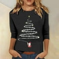 thumbnail image 1 of Delliss Womens Tops Long Sleeve Fall Women's Round Neck Christmas Print 3/4 Sleeve Sweatshirts Top, 1 of 4