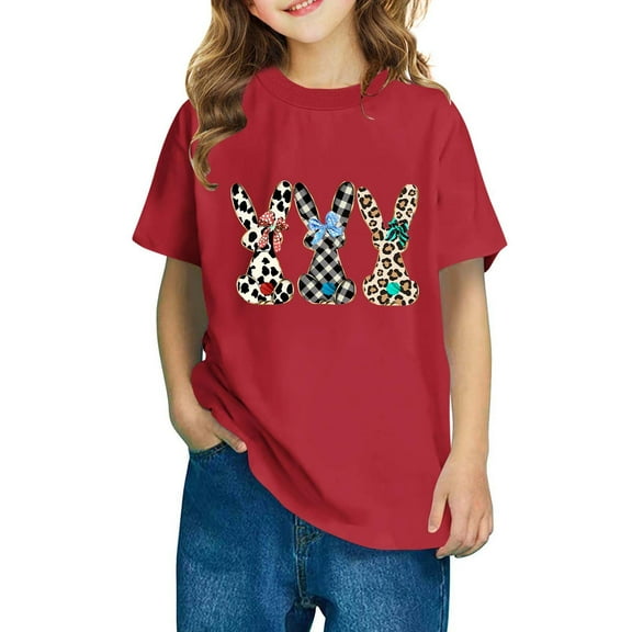 Delliss summer boys and girls children's short sleeved rabbit printed T-shirt