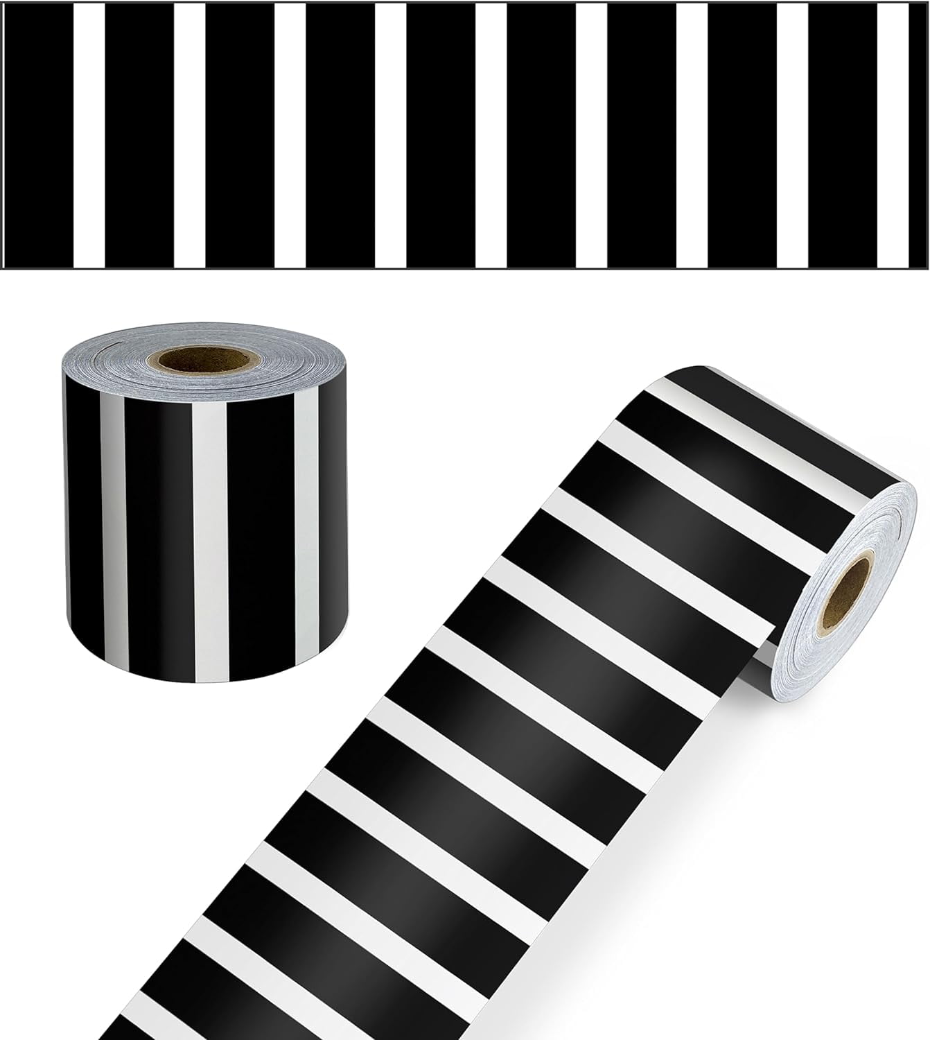 Dellosa 65 Feet Black & White Stripes Bulletin Board Borders, Straight