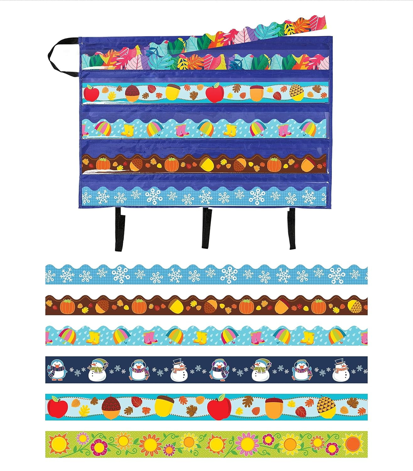 Dellosa Seasonal Bulletin Board Borders Pack And Bulletin Board Borders Storage Pocket Chart