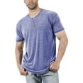 thumbnail image 1 of Dellytop Men Short Sleeve Solid Color Button-Up Henley V Neck T-Shirt, 1 of 4