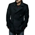 thumbnail image 1 of Dellytop Mens Classic Wool Blend Pea Coat Double Breasted Trench Coat, 1 of 1