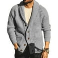 thumbnail image 1 of Dellytop Mens Shawl Collar Button Down Open Front Cable Knitted Ribbed Cardigan Sweaters, 1 of 2