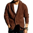 thumbnail image 1 of Dellytop Mens Shawl Collar Button Down Open Front Cable Knitted Ribbed Cardigan Sweaters, 1 of 3