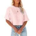 thumbnail image 1 of Dellytop Women Half Sleeve Drop Shoulder Solid Color Basic Crop Tops, 1 of 3