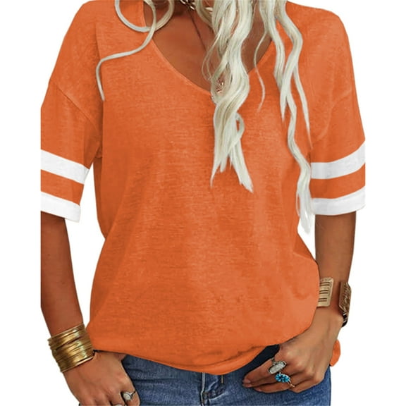 Dellytop Women V-Neck Half Sleeves Solid T Shirt