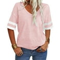 thumbnail image 1 of Dellytop Women V-Neck Half Sleeves Solid T Shirt, 1 of 6