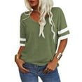 thumbnail image 1 of Dellytop Women V-Neck Half Sleeves Solid T Shirt, 1 of 6