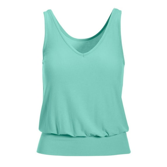 Dellytop Women V-Neck Sleeveless Tunic Knit Tank Top