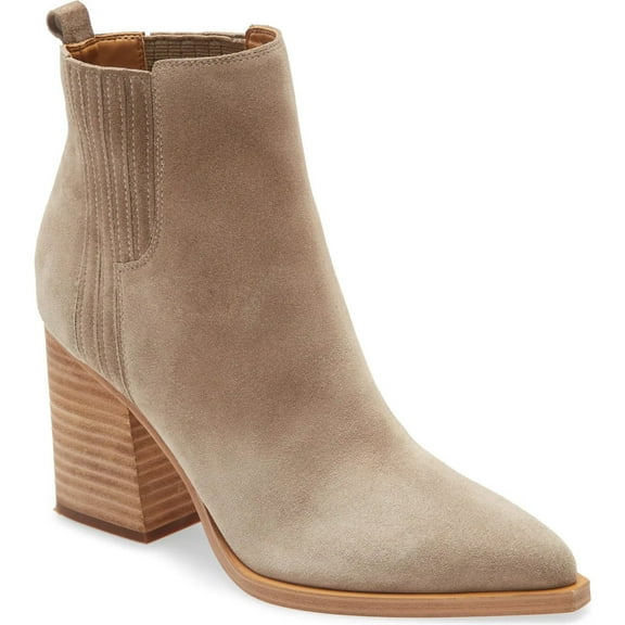 Dellytop Women's Elastic Ankle Boots Pointed Toe Chunky Stacked Mid Heel Booties Winter Shoes
