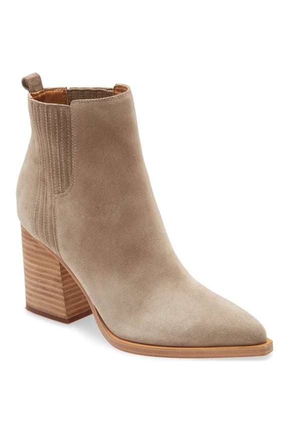 Women's Elastic Ankle Boots Pointed Toe Chunky Stacked Mid Heel Booties Winter Shoes