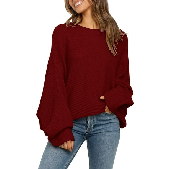 Dellytop Women's Long Balloon Sleeve Pullover Sweaters