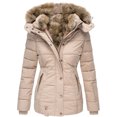thumbnail image 1 of Dellytop Women's Padded Hooded Zipper Coat Wadded Jacket Plus Size, 1 of 4