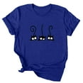 thumbnail image 1 of Dellytop Women's Three Cats Printed Solid Color Basic Short-Sleeved T-Shirt, 1 of 2