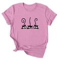 thumbnail image 1 of Dellytop Women's Three Cats Printed Solid Color Basic Short-Sleeved T-Shirt, 1 of 2