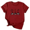 thumbnail image 1 of Dellytop Women's Three Cats Printed Solid Color Basic Short-Sleeved T-Shirt, 1 of 2