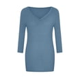 thumbnail image 1 of Dellytop Womens 3/4 Sleeve V Neck Solid Color Summer T Shirts, 1 of 5