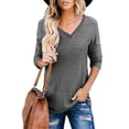 thumbnail image 1 of Dellytop Womens 3/4 Sleeve V Neck Solid Color Summer T Shirts, 1 of 5
