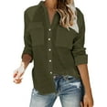 thumbnail image 1 of Dellytop Womens Button Down V Neck Long Sleeve Cuffed Shirts, 1 of 2