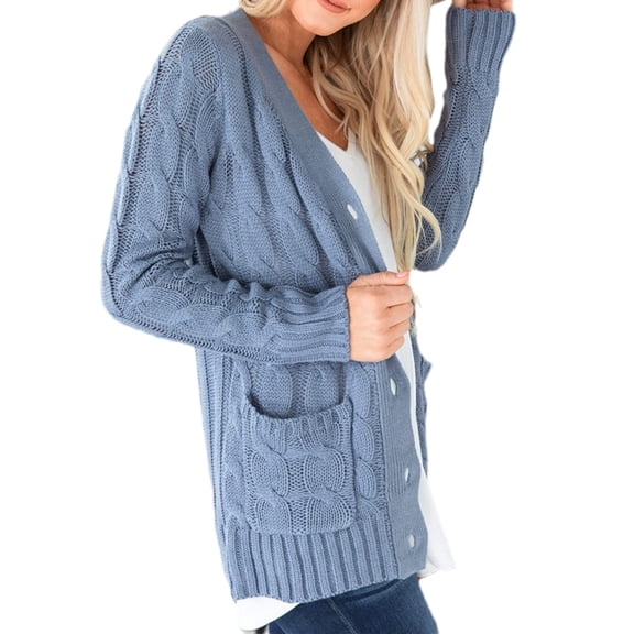 Dellytop Womens Cable Knit Button Down Cardigan Sweaters