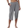 thumbnail image 1 of Dellytop Womens Casual Elastic Waist Solid Color 3/4 Summer Capri Pants, 1 of 5