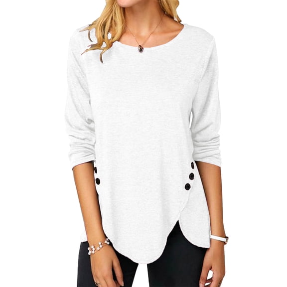 Dellytop Womens Casual Long Sleeve Button Side Tunic Shirt