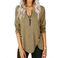 thumbnail image 1 of Dellytop Womens Casual Long Sleeve Round Neck Button Side Blouses Tops, 1 of 2