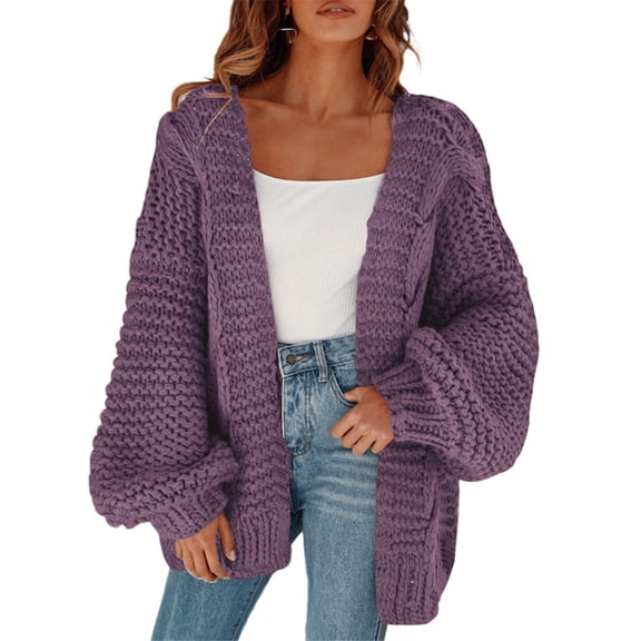 Dellytop Womens Chunky Cardigan Cable Knit Oversized Open Front Cardigan Sweaters